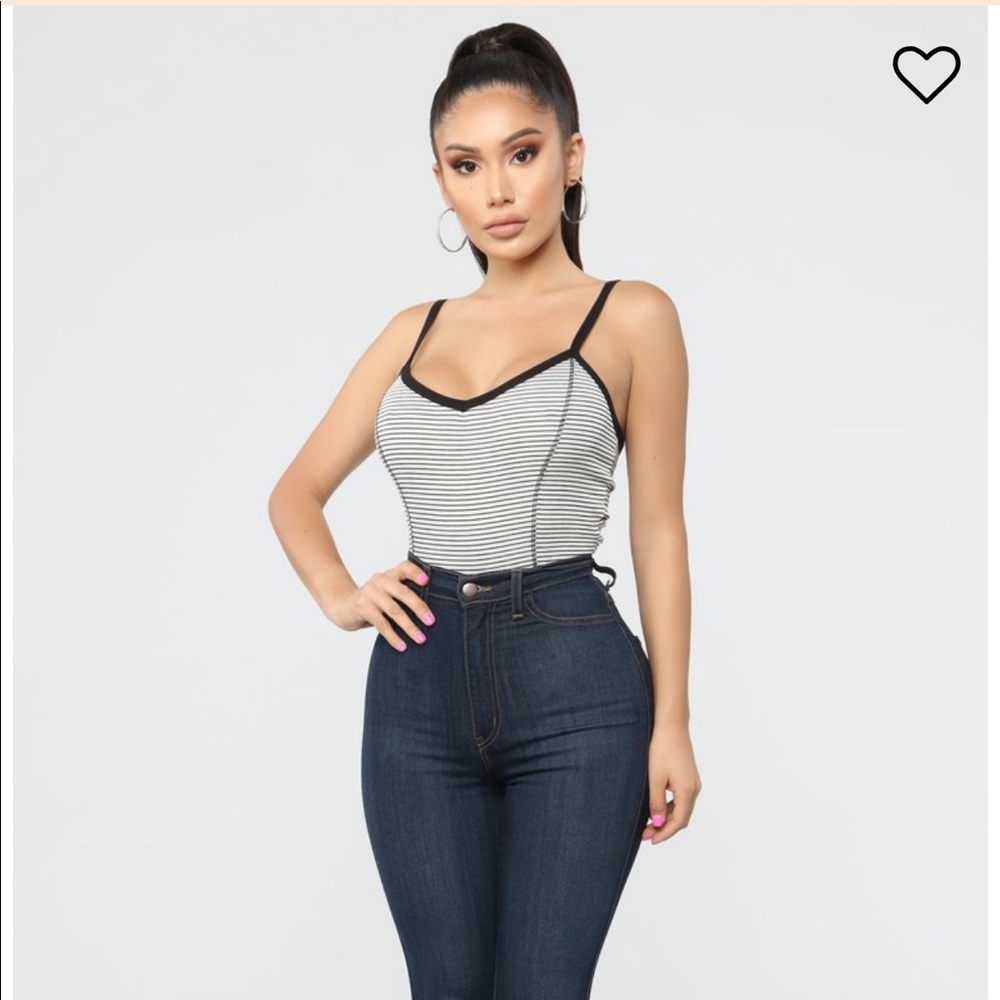 Fashion Nova Cory Stripe Bodysuit size 1X NWT
